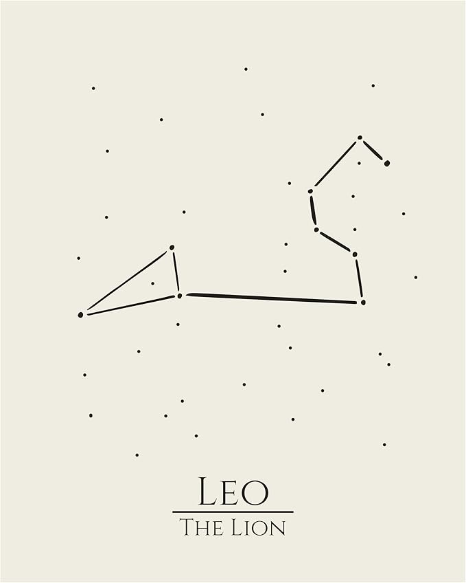 12 Zodiac Signs Wall Art Print, Astrology Decor for Home, Bedroom, Living Room, Office, 8x10 Unframed Poster Print, Leo Horoscope Constellation Design, Celestial and Mystic Aesthetic Gift - Leo Canvas for men