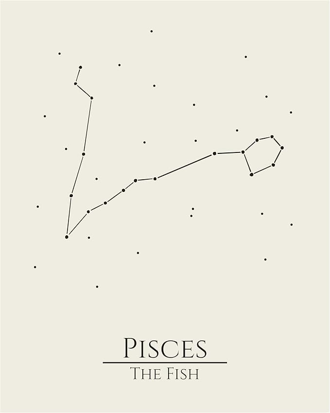 12 Zodiac Signs Wall Art Print, Astrology Decor for Home, Bedroom, Living Room, Office, 8x10 Unframed Poster Print, Pisces Horoscope Constellation Design, Celestial and Mystic Aesthetic Gift - Pisces Canvas for men