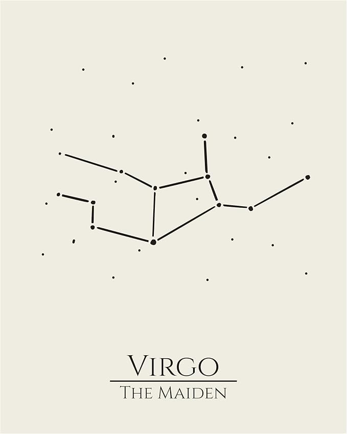 12 Zodiac Signs Wall Art Print, Astrology Decor for Home, Bedroom, Living Room, Office, 8x10 Unframed Poster Print, Virgo Horoscope Constellation Design, Celestial and Mystic Aesthetic Gift - Virgo Poster for men