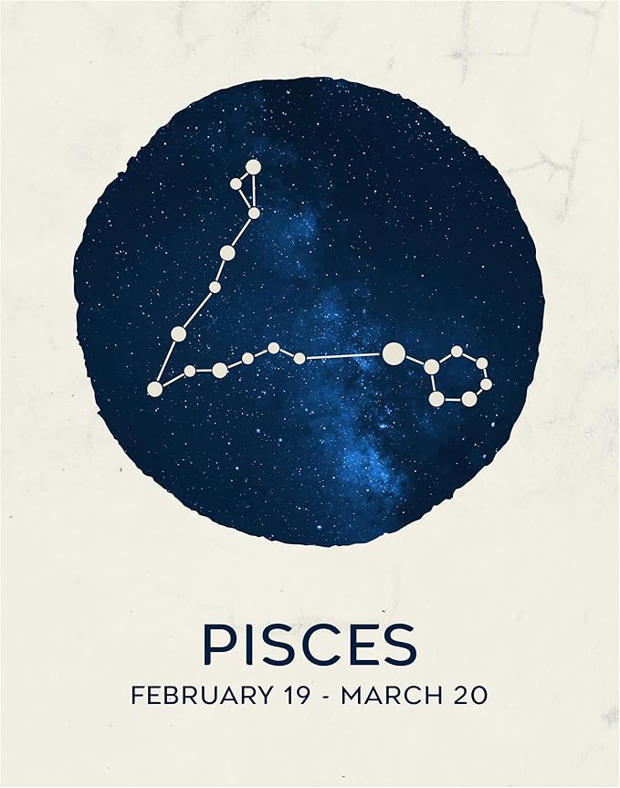 12 Zodiac Signs Wall Art Print, Astrology Decor for Home, Bedroom, Living Room, Office, 11x14 Unframed Poster Print, Pisces Horoscope Constellation Design, Celestial and Mystic Aesthetic Gift - Pisces Canvas for men
