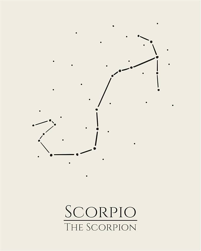 12 Zodiac Signs Wall Art Print, Astrology Decor for Home, Bedroom, Living Room, Office, 8x10 Unframed Poster Print, Scorpio Horoscope Constellation Design, Celestial and Mystic Aesthetic Gift - Scorpio Canvas for men
