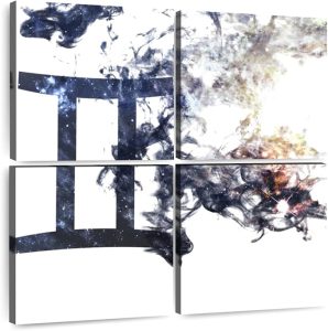 ElephantStock - Smoky Gemini Wall Art - Square Multi Panel Canvas - 4 Piece Living Room Wall Decor - Digital Art Religion And Spirituality Multi Piece Wall Art - White And Gray Decor - 18" x 18" - Gemini Canvas for men