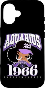 Aquarius 1966 Zodiac Queens Afro Astrology Birthday Case for iPhone 16 - Aquarius Phone Case for men