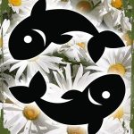 Daisy Flower Wall Art Pisces symbol two fish zodiac sign astrology Hanging Wall Sign 8 x 12 Decor Funny Gift - Pisces Canvas for men