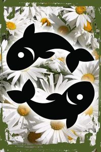 Daisy Flower Wall Art Pisces symbol two fish zodiac sign astrology Hanging Wall Sign 8 x 12 Decor Funny Gift - Pisces Canvas for men