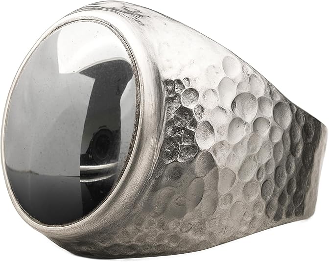 Natural Aventurine Crystal Ring Men's Hammered Anti-Tarnish 925 Sterling Silver Oval Solitaire Gemstone Dainty Statement Healing Crystal Gemini Luck Handmade Turkish Fine Jewelry - Aries Ring for men