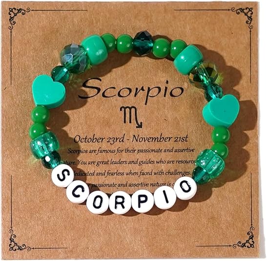 Pingyongchang Cute Zodiac Bracelets for Women Her Luck 12 Constellations Crystal Beads Bracelet Birthday Inspiration Zodiac Gifts Bohemian Horoscope Spiritual Birthday Bracelet - Scorpio Products for men