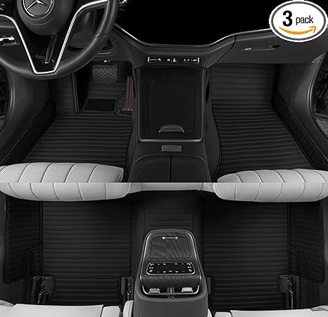 Custom All Weather car Floor mats - car mats for All car Models, Can be Added Embroidered Text/Vehicle Brand, Multi-Color Option to Fully Protect The car Floor. (Absolute Black3-) - Aries Car Floor Mat for men