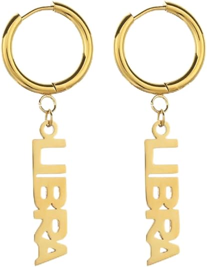 Zodiac Dangle Earrings for Women Stainless Steel 18K Gold Plated High Shine Lightweight Everyday Wear Charm Earrings Astrology Fashion Statement Jewelry Gift Idea - Aries Earrings for men