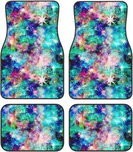 Galaxy Astrology Print 4pcs Car Floor Mat Set Non-Slip Rubber Backing Crystal Velvet Front and Rear Mats Universal Auto Interior for Most Cars - Virgo Car Floor Mat for men