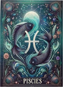 XLSIPOE Dynamic Artwork of Pisces Constellation, Metal Tin Wall Art Sign Home Decor 8 * 12inch - Pisces Home Decor for men