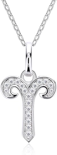 Moissanite Zodiac Necklace, 925 Sterling Silver Horoscope Pendant, 12 Constellation Astrology Jewelry Gift for Women, Comes with Jewelry Box - Aries Necklace for men