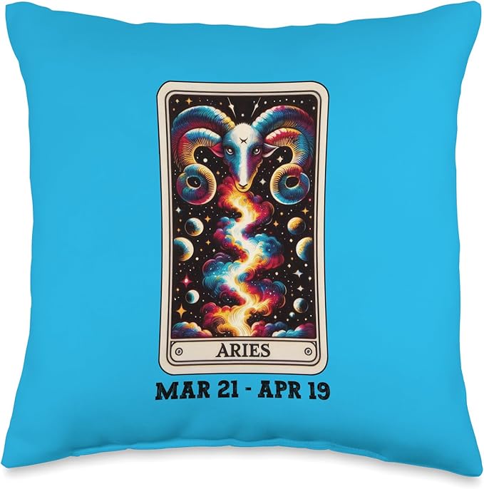 Tarot Cards Zodiac Sign Aries Symbol Loves Astrology Aries Throw Pillow - Aries Pillow for men