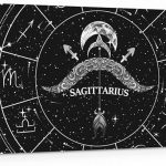 Feelyou Zodiac Large Canvas Wall Art for Living Room Bedroom SAGITTARIUS Wall Art for Home Decor Moon Star Pattern Office Wall Decor Universe Cloud Galaxy Wall Painting 19"x38" - Sagittarius Home Decor for men
