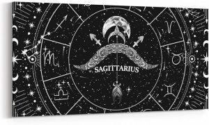 Feelyou Zodiac Large Canvas Wall Art for Living Room Bedroom SAGITTARIUS Wall Art for Home Decor Moon Star Pattern Office Wall Decor Universe Cloud Galaxy Wall Painting 19"x38" - Sagittarius Home Decor for men