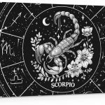 Feelyou Zodiac Large Canvas Wall Art for Living Room Bedroom SCORPIO Wall Art for Home Decor Moon Star Pattern Office Wall Decor Universe Cloud Galaxy Wall Painting 19"x38" - Scorpio Canvas for men