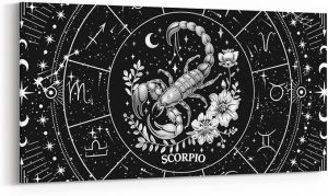 Feelyou Zodiac Large Canvas Wall Art for Living Room Bedroom SCORPIO Wall Art for Home Decor Moon Star Pattern Office Wall Decor Universe Cloud Galaxy Wall Painting 19"x38" - Scorpio Canvas for men