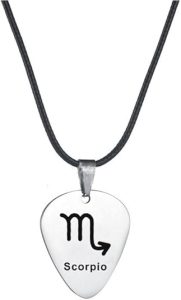 Men's Stainless Steel Jewelry Creative Zodiac Sign Guitar Plectrum Pendant Necklace Horoscope Jewelry - Scorpio Accessories for men