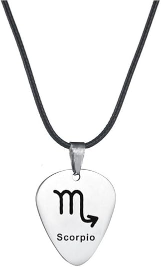Men's Stainless Steel Jewelry Creative Zodiac Sign Guitar Plectrum Pendant Necklace Horoscope Jewelry - Scorpio Accessories for men