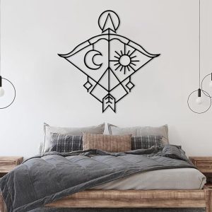 Metal Sun and Moon Wall Decor, Sagittarius Sign Metal Wall Art, Zodiac Sign Home Sculpture, Astrology Home Sculpture, Boho Room Art, Decoration for Living Room - Sagittarius Home Decor for men