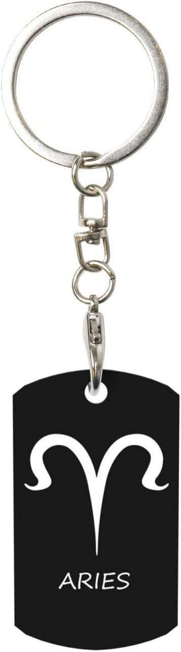 Aries Sign Keychain for Men Women Aluminium Metal Key Chain Key Accessory Great Gifts - Aries Keychain for men