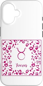 Taurus Zodiac Sign Pink Leopard Print Astrology Birth Sign Case for iPhone 16 - Taurus Phone Case for men