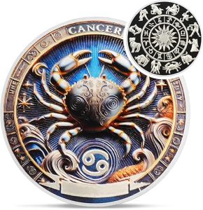 Cool Cancer 12 Zodiac Challenge Coin - Twelve Constellations Cancer Protective Talisman Coin - Divination Good Luck Charms Tarot Coin - Meaningful Star Sign Collectible Gifts for Men Women Friend Kid - Cancer Car Accessories for men