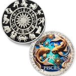 Cool Pisces 12 Zodiac Challenge Coin - Twelve Constellations Pisces Protective Talisman Coin - Divination Good Luck Charms Tarot Coin - Meaningful Star Sign Collectible Gifts for Men Women Friend Kid - Pisces for men