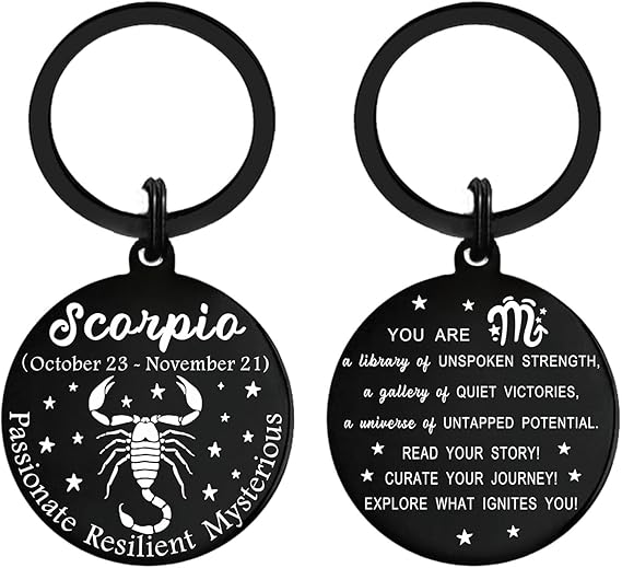 Zodiac Sign Gifts - 12 Constellations Keychain - Zodiac Birthday, Astrology Lovers Keyring - Scorpio Products for men