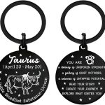 Zodiac Sign Gifts - 12 Constellations Keychain - Zodiac Birthday, Astrology Lovers Keyring - Taurus Products for men