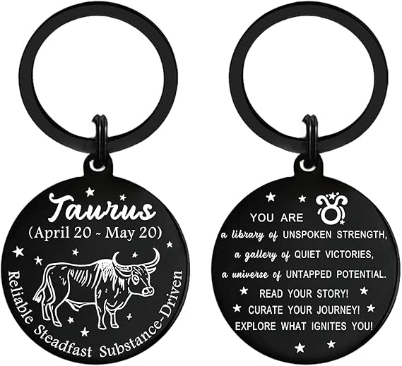 Zodiac Sign Gifts - 12 Constellations Keychain - Zodiac Birthday, Astrology Lovers Keyring - Taurus Products for men