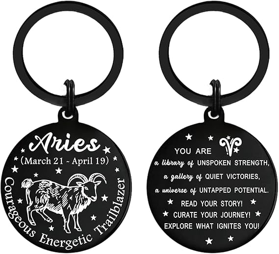 Zodiac Sign Gifts - 12 Constellations Keychain - Zodiac Birthday, Astrology Lovers Keyring - Aries Ring for men