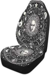 360° Zodiac Symbols Car Seat Covers Full Set - 1 Pack Elastic & Breathable Protective Cushion Universal Fit for SUV Truck Sedan Van Front Seats | Anti-Slip Seat Protector#161 - Aquarius Car Seat Cover for men