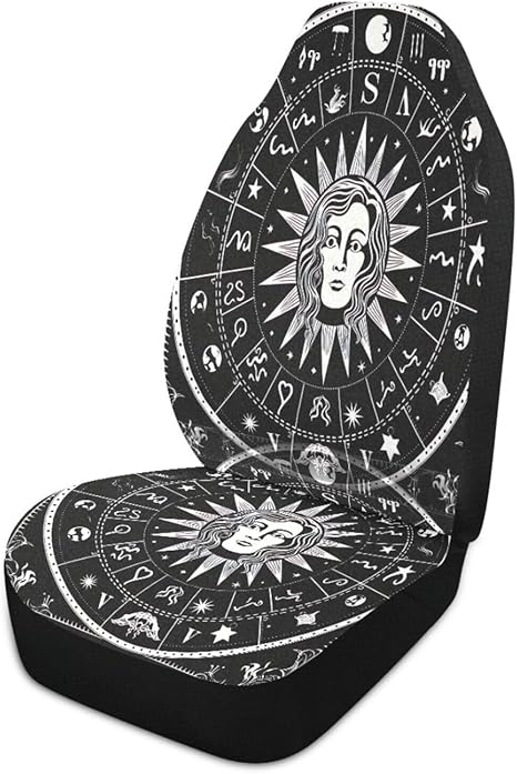360° Zodiac Symbols Car Seat Covers Full Set - 1 Pack Elastic & Breathable Protective Cushion Universal Fit for SUV Truck Sedan Van Front Seats | Anti-Slip Seat Protector#155 - Aquarius Car Seat Cover for men