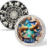 Pisces Zodiac Sign Challenge Coin, 1 Oz Gold-Plated Astrology Token in Capsule, Constellation Collectible Souvenir, Birthday Gift for Astrology Enthusiasts - Pisces for men