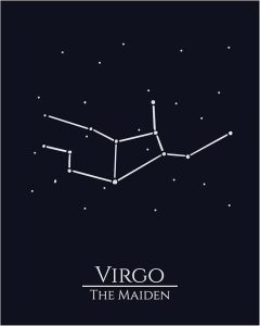 Virgo Zodiac Wall Art Print – 8x10 Unframed Astrology Poster Featuring Virgo Constellation “The Maiden” – Celestial Star Sign Decor for Bedroom, Dorm, or Office – Virgo Birthday Gift. - Virgo Poster for men