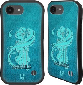 Head Case Designs Aquarius Zodiac Signs Hybrid Case Compatible with Apple iPhone 16e - Aquarius Phone Case for men