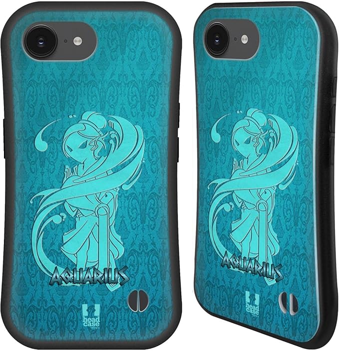 Head Case Designs Aquarius Zodiac Signs Hybrid Case Compatible with Apple iPhone 16e - Aquarius Phone Case for men