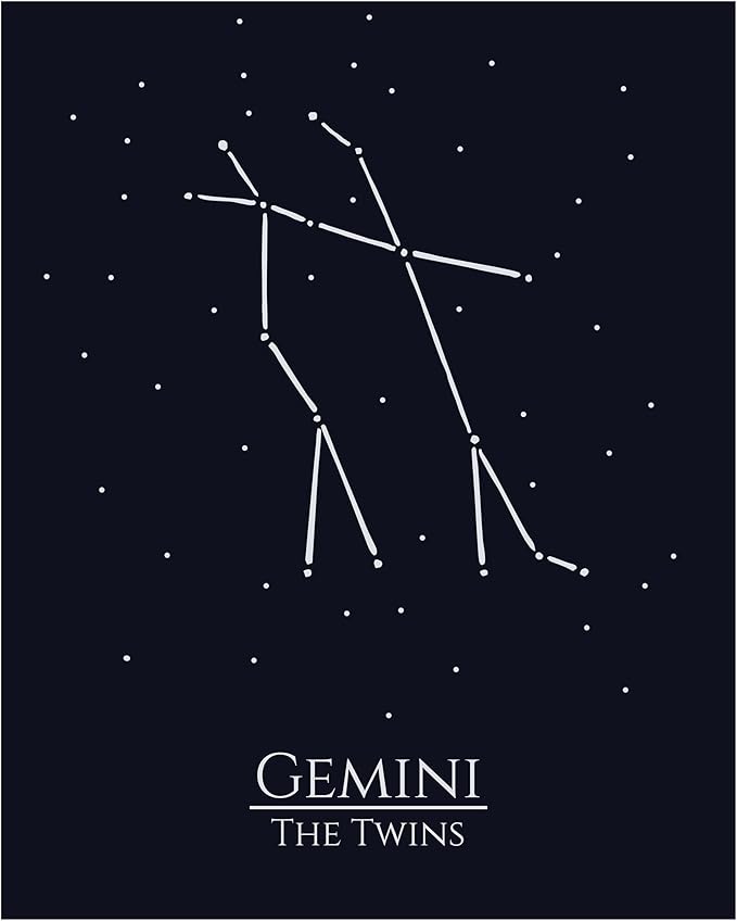 12 Zodiac Signs Wall Art Print, Astrology Decor for Home, Bedroom, Living Room, Office, 8x10 Unframed Poster Print, Gemini Horoscope Constellation Design, Celestial and Mystic Aesthetic Gift - Pisces Home Decor for men