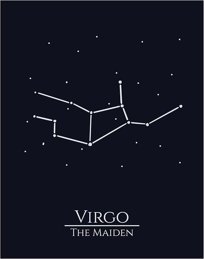 Virgo Zodiac Wall Art Print – 11x14 Unframed Astrology Poster Featuring Virgo Constellation “The Maiden” – Celestial Star Sign Decor for Bedroom, Dorm, or Office – Virgo Birthday Gift. - Virgo Poster for men
