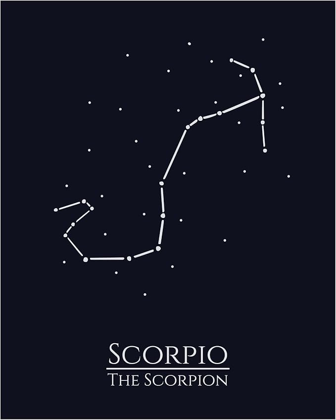 12 Zodiac Signs Wall Art Print, Astrology Decor for Home, Bedroom, Living Room, Office, 11x14 Unframed Poster Print, Scorpio Horoscope Constellation Design, Celestial and Mystic Aesthetic Gift - Scorpio Canvas for men