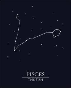 Zodiac Wall Art – Pisces Constellation Poster 8x10" Astrology Wall Art Print in Midnight Black – Pisces Zodiac Sign Gift for Women or Men, Celestial Bedroom or Office Decor, Unframed - Pisces Canvas for men