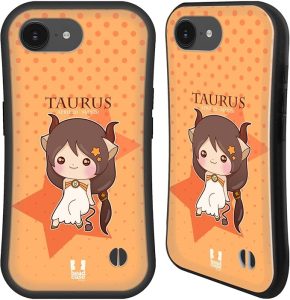 Head Case Designs Taurus Kawaii Zodiac Signs Hybrid Case Compatible with Apple iPhone 16e - Taurus Phone Case for men