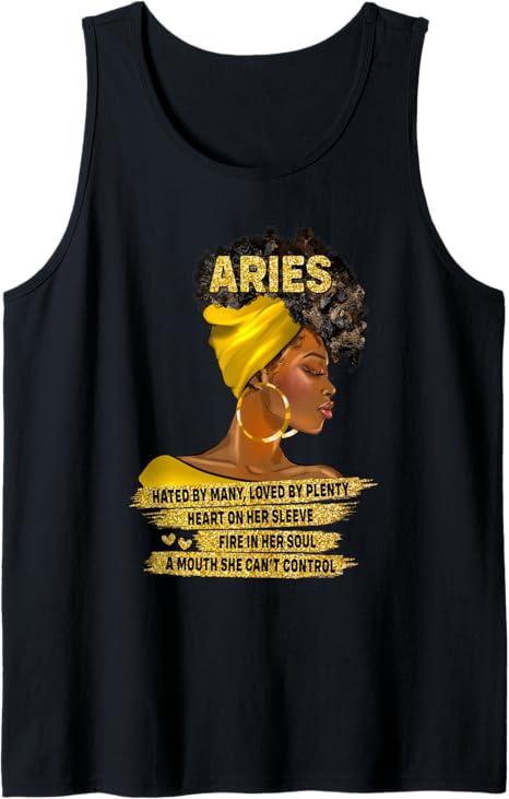 Black Women Afro Girls Soul Zodiac Sign Aries Queen Tank Top - Aries T-Shirt for men