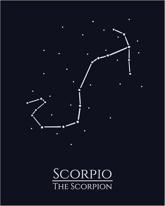 Zodiac Wall Art – Scorpio Constellation Poster 8x10, Astrology Wall Art Print in Midnight Black – Scorpio Zodiac Sign Gift for Women or Men, Celestial Decor for Bedroom, Office or Dorm Room - Scorpio Canvas for men