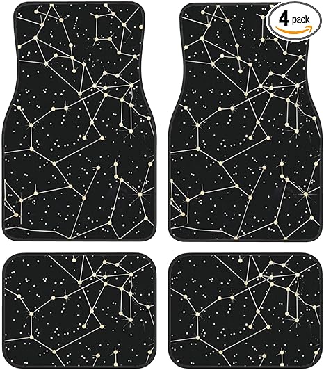 Starry divination constellation Printed Car Floor Mats Set of 4 - Universal Car Accessories Vehicle Interior Mats for Cars Trucks SUVs Full Set - Virgo Car Floor Mat for men