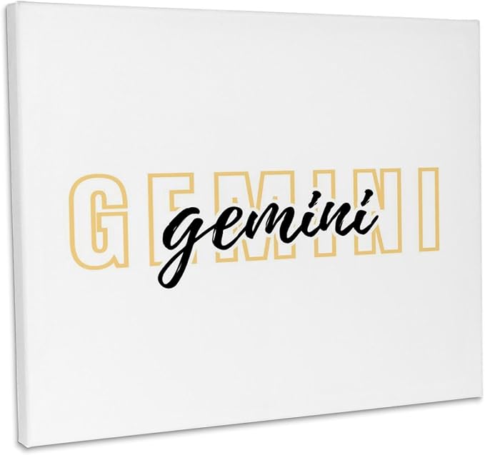 3dRose, Zodiac Sign - Gemini Text, Museum Grade Canvas Wrap 14x11 - Gemini Canvas for men