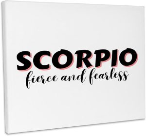 3dRose, Zodiac Sign - Scorpio - Fierce and Fearless Text, Museum Grade Canvas Wrap 14x11 - Scorpio Canvas for men