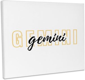 3dRose, Zodiac Sign - Gemini Text, Museum Grade Canvas Wrap 20x16 - Gemini Canvas for men