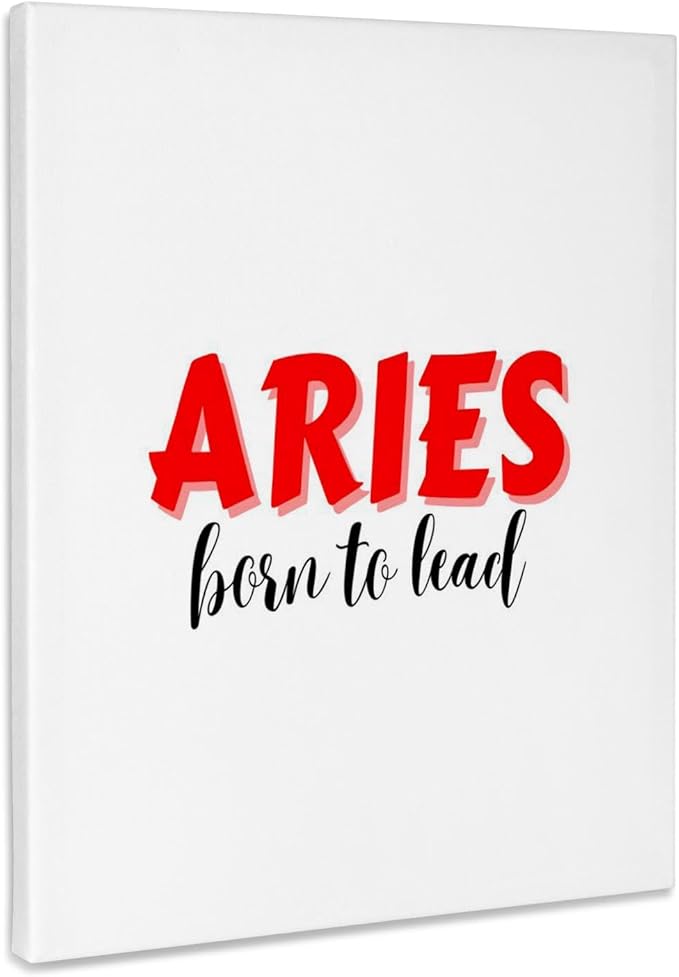 3dRose, Zodiac Sign - Aries - Born To Lead Text, Museum Grade Canvas Wrap 8x10 - Aries Canvas for men